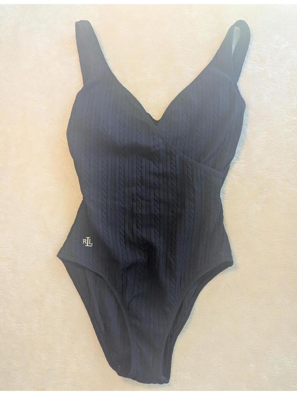 Ralph Lauren Navy Blue Cable Knit One-Piece Swimsuit
